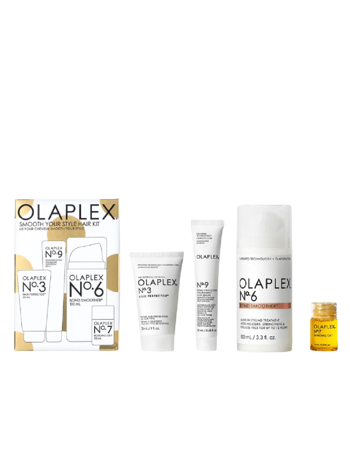 Olaplex Smooth Your Hair Kit es el aliado perfecto para quienes buscan una transformación completa en su rutina capilar. Este set incluye los pasos mini de Olaplex: N°3, N°6, N°7 y N°9, formulados para proporcionar un cabello suave, fuerte y brillante