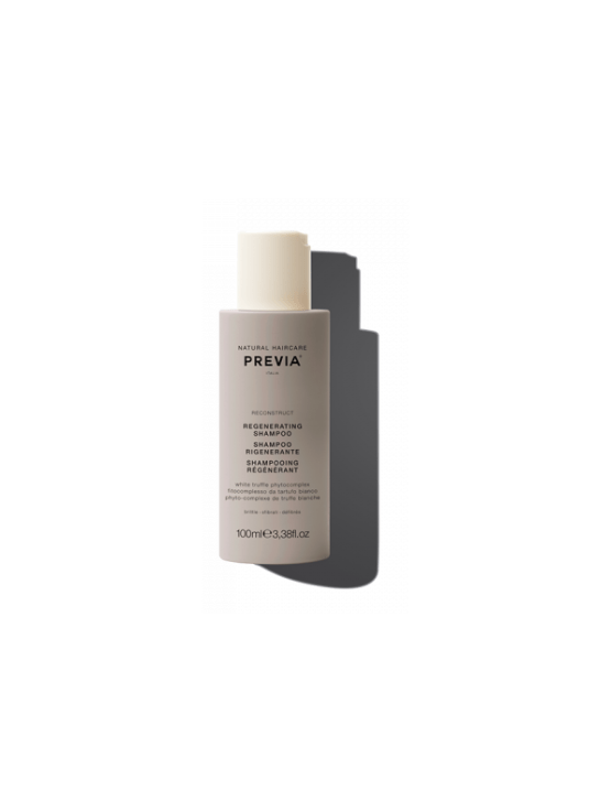 Previa shampoo mini reconstruct es un shampoo regenerador indicado si sientes tu pelo dañado y quebradizo. Tiene un efecto de relleno en la hebra capilar.