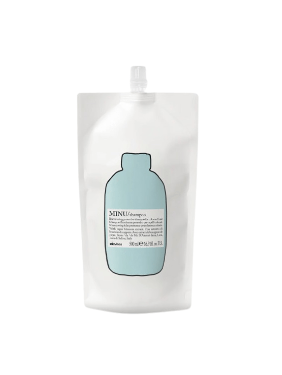 Minu shampoo es ideal para para cuidar el pelo con procesos de color. Aporta mucho brillo y limpia suavemente el cuero cabelludo.