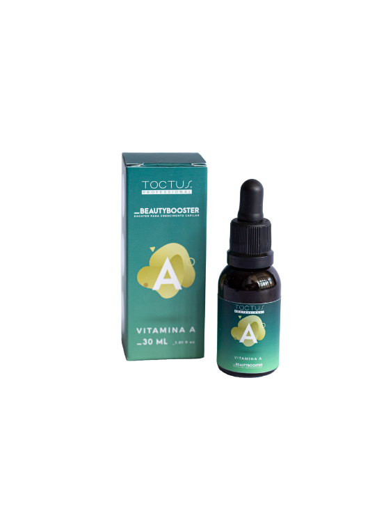 Toctus Booster Vitamina A fortalece y nutre profundamente el pelo desde la raíz, ayudando a regenerar la fibra capilar y mejorar su vitalidad y resistencia.