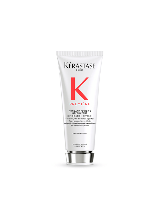 Kérastase Premiere Acondicionador Reparador elimina la sobredosis de calcio que ataca el pelo tratado y repara el daño, devuelve suavidad, humedad y fuerza