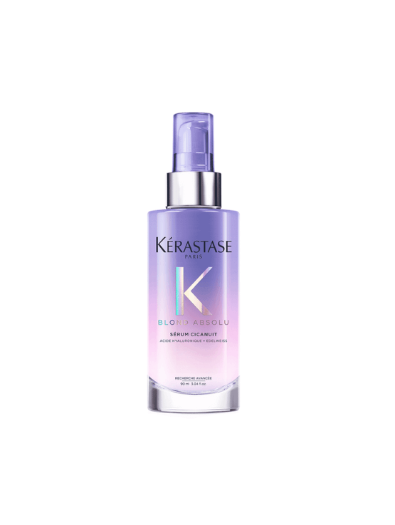Kérastase Blond Absolu Sérum Cicanuit es un sérum nocturno ultra ligero que repara intensamente el cabello decolorado y sensibilizado mientras duermes.