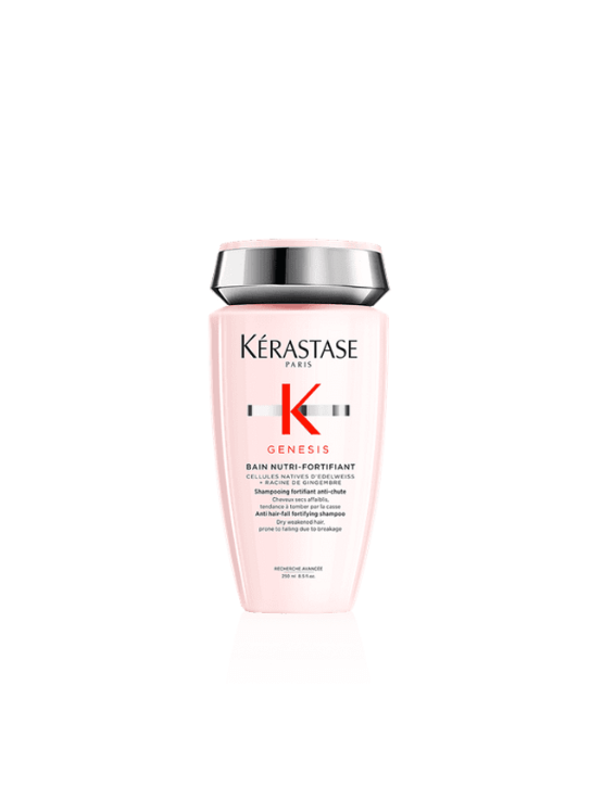 Kérastase Genesis Nutri-Fortifiant Shampoo es un baño fortalecedor anti-caída ideal para cabello con cuero cabelludo normal y largos medianos a gruesos.