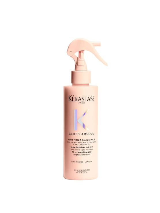 Kérastase Gloss Absolu Termoprotector Antifrizz hidrata, suaviza, desenreda y protege del calor hasta 230°C, da un acabado brillante y sedoso.