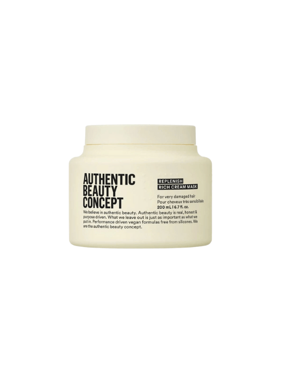 Replenish Mascarilla Rich Cream ABC es un tratamiento intensivo diseñado para reparar y nutrir profundamente la fibra capilar,