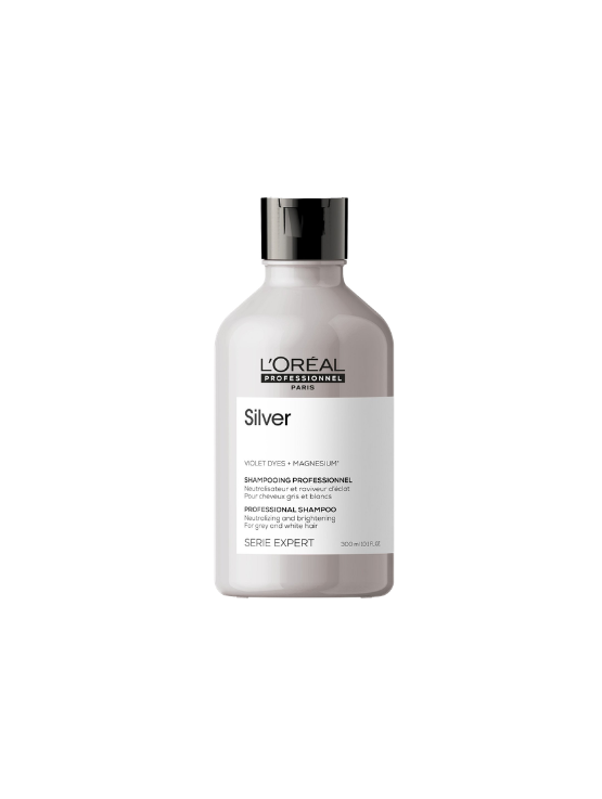 Loreal Professionnel Silver Shampoo es un shampoo matizante diseñado para neutralizar los tonos amarillos no deseados en cabellos blancos.