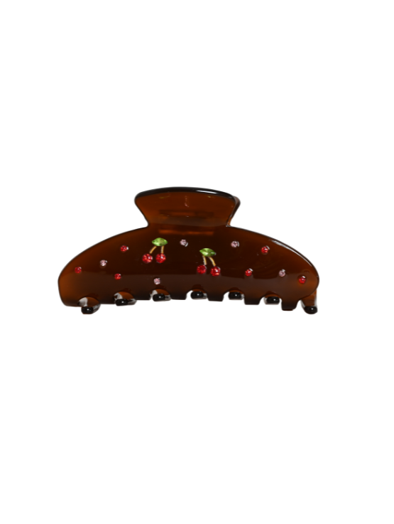 Es el accesorio ideal para crear miles de peinados. El hair clip brown cherries no genera marcas ni enredos en tu pelo. Úsalo todos los días.